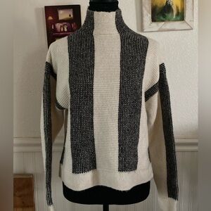 Anthropologie Black and Cream Turtleneck Sweater